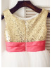 Gold Sequin Ivory Tulle Classic Flower Girl Dress